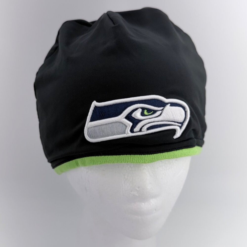 Seattle Seahawks Black & Green Beanie Hat By New Era NFL Logo One size